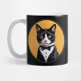 Tuxedo Cat Embroidered Patch Mug